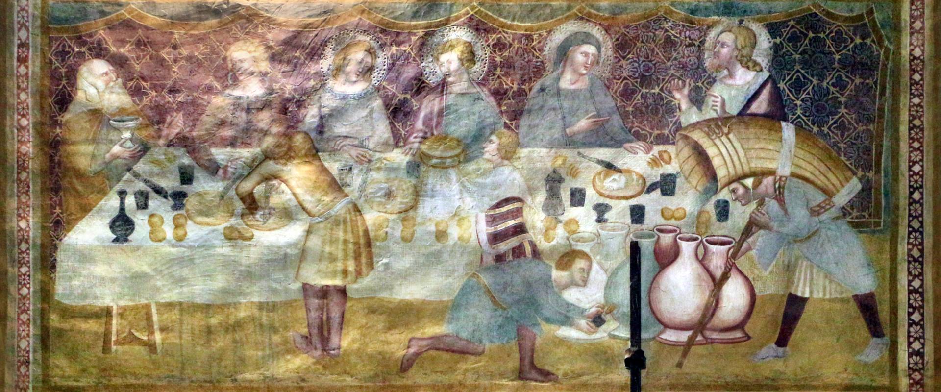 Scuola bolognese, ciclo dell'abbazia di pomposa, 1350 ca., nuovo testamento, 07 nozze di cana 1 foto di Sailko